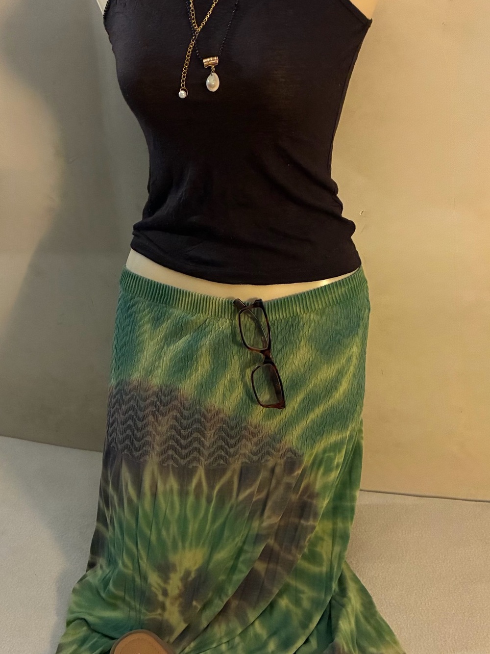 M. Rena Mint Green Textured Skirt